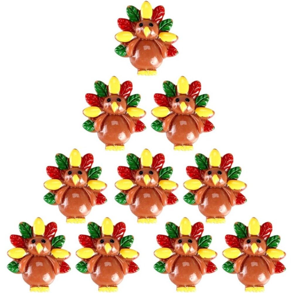 10pcs Thanksgiving Turkey Resin Craft Embellishments - Perfect For Diy Creations